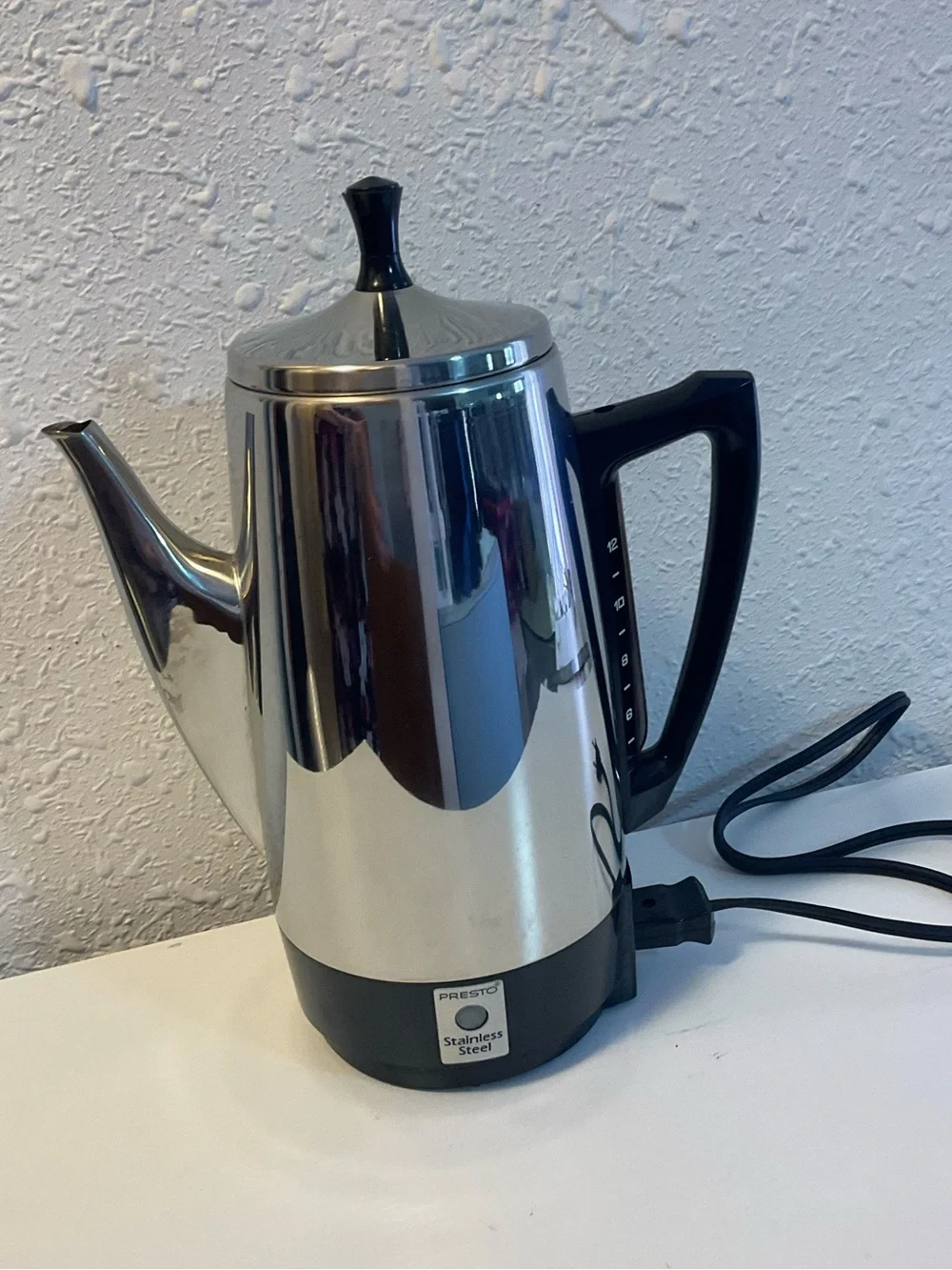 Vintage Presto Electric Percolator 12 Cup Stainless Steel Coffee Maker